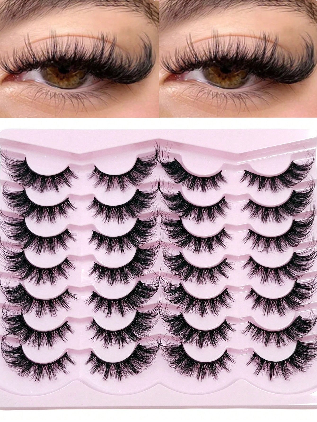 Sibeuna 14 Pairs Natural Soft Eyelashes, Slightly Upturned Ends To Elongate Eyes, Cat Eye & Strip False Eyelashes