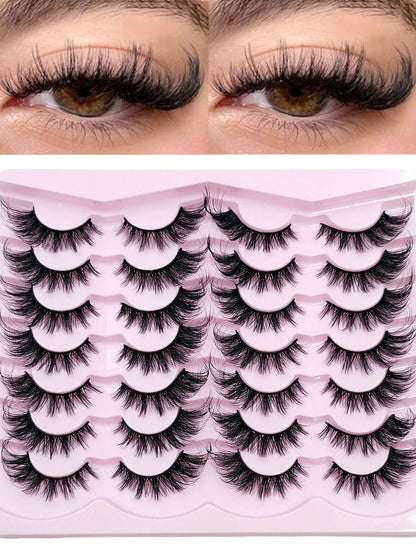Sibeuna 14 Pairs Natural Soft Eyelashes, Slightly Upturned Ends To Elongate Eyes, Cat Eye & Strip False Eyelashes