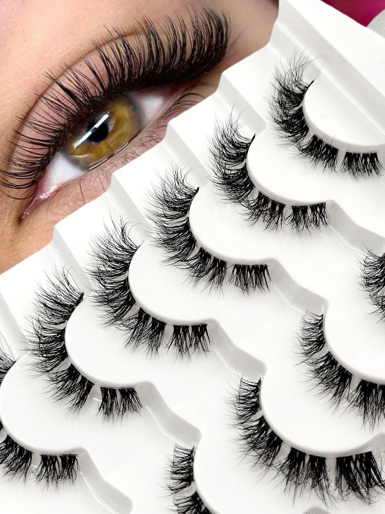 Sibeuna 6 Pairs Fluffy Soft Lashes End Eye Elongated Lashes Cat Eye Lashes,Wispy Faux Mink Natural Look For Daily Makeup,Fake Eyelashes Travel Essentials Suitable For Beginners