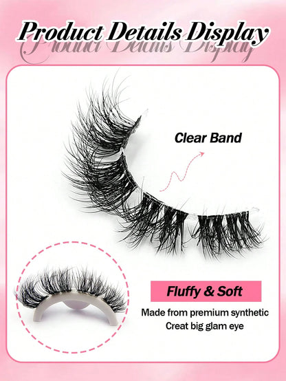 Sibeuna 6 Pairs Fluffy Soft Lashes End Eye Elongated Lashes Cat Eye Lashes,Wispy Faux Mink Natural Look For Daily Makeup,Fake Eyelashes Travel Essentials Suitable For Beginners