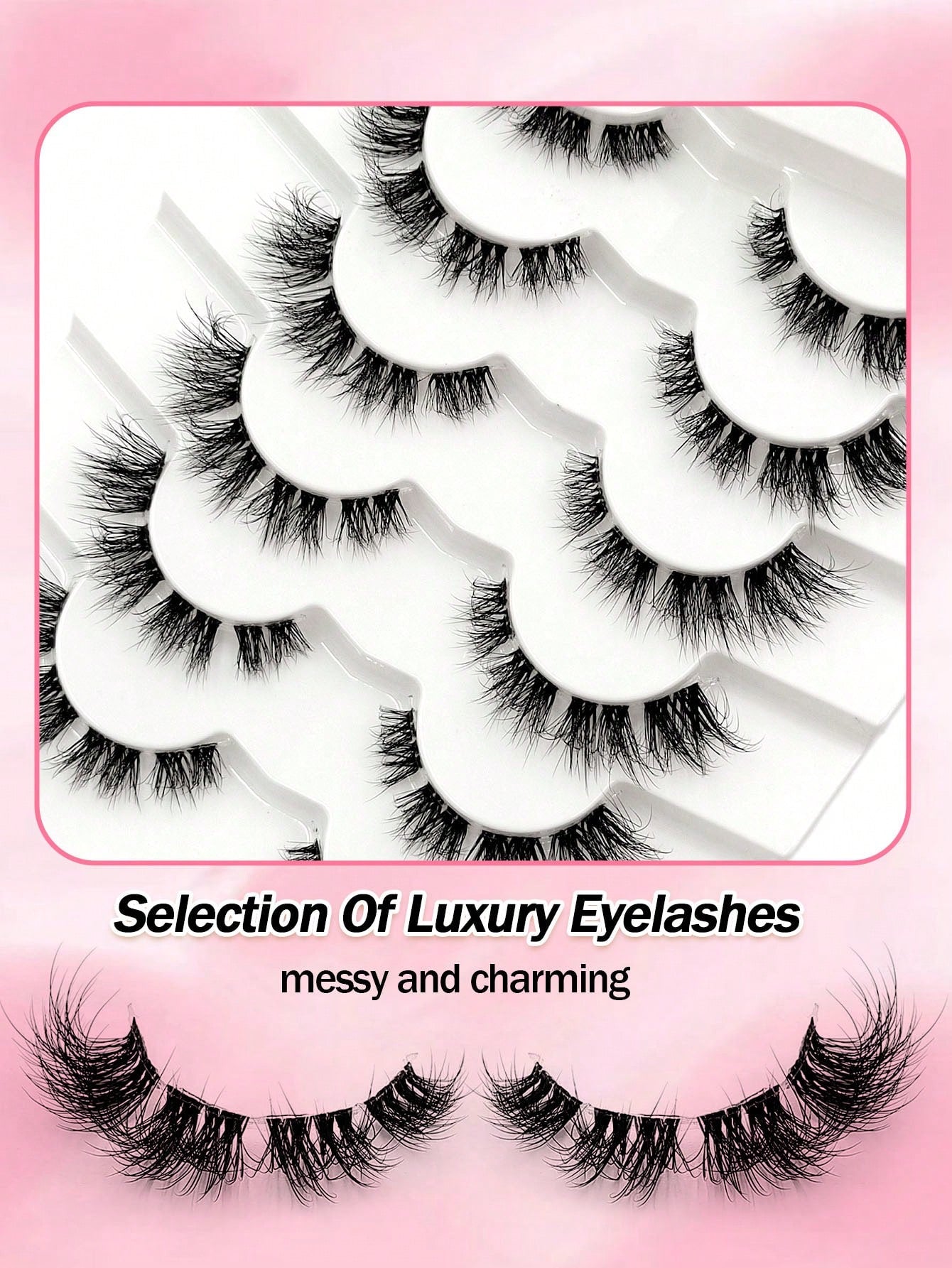 Sibeuna 6 Pairs Fluffy Soft Lashes End Eye Elongated Lashes Cat Eye Lashes,Wispy Faux Mink Natural Look For Daily Makeup,Fake Eyelashes Travel Essentials Suitable For Beginners