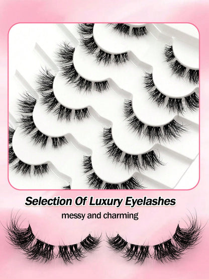 Sibeuna 6 Pairs Fluffy Soft Lashes End Eye Elongated Lashes Cat Eye Lashes,Wispy Faux Mink Natural Look For Daily Makeup,Fake Eyelashes Travel Essentials Suitable For Beginners