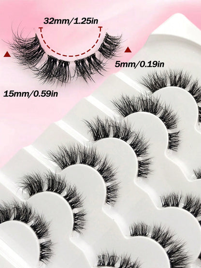 Sibeuna 6 Pairs Fluffy Soft Lashes End Eye Elongated Lashes Cat Eye Lashes,Wispy Faux Mink Natural Look For Daily Makeup,Fake Eyelashes Travel Essentials Suitable For Beginners