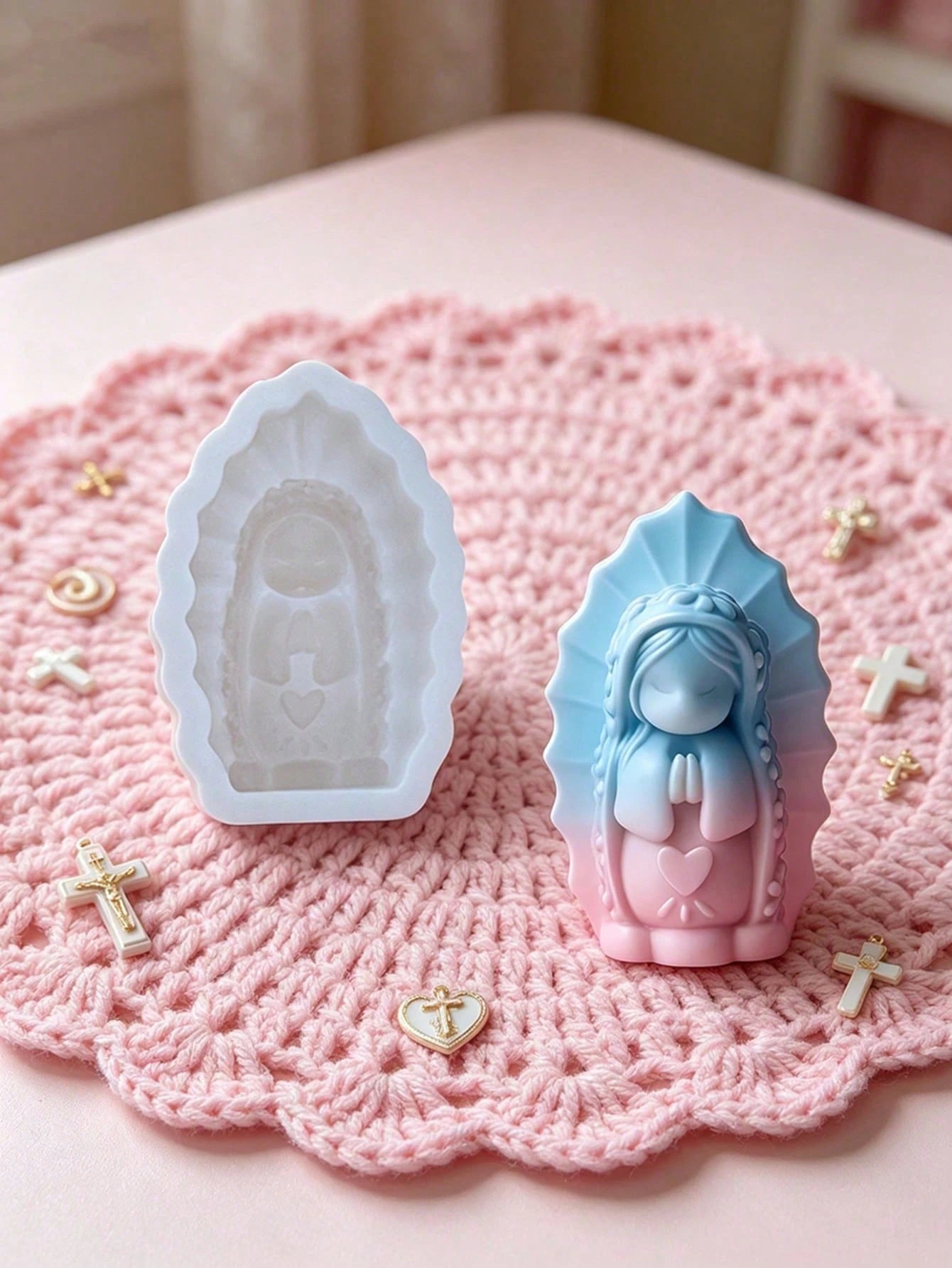 SikeSike Blessing Virgin Silicone Mold, DIY Handmade Soap Plaster Mold, Party Decor, Birthday Gift