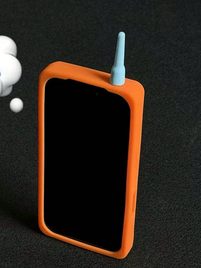 Silicone 3D Retro Brick Phone Case Compatible With IPhone 17 Pro Max, Funny Novelty Toy Gift For IPhone 16 Plus