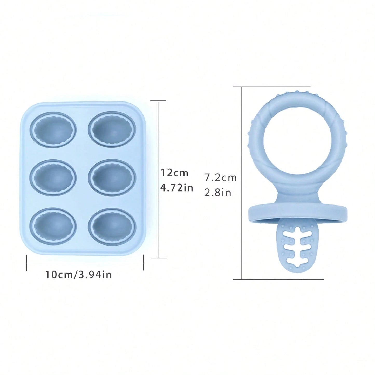 Silicone Baby Teething Popsicle 6-Cavity Mold, Ice Cream Popsicle Mold, Chilled Baby Feeding Utensil, Chewing Toy