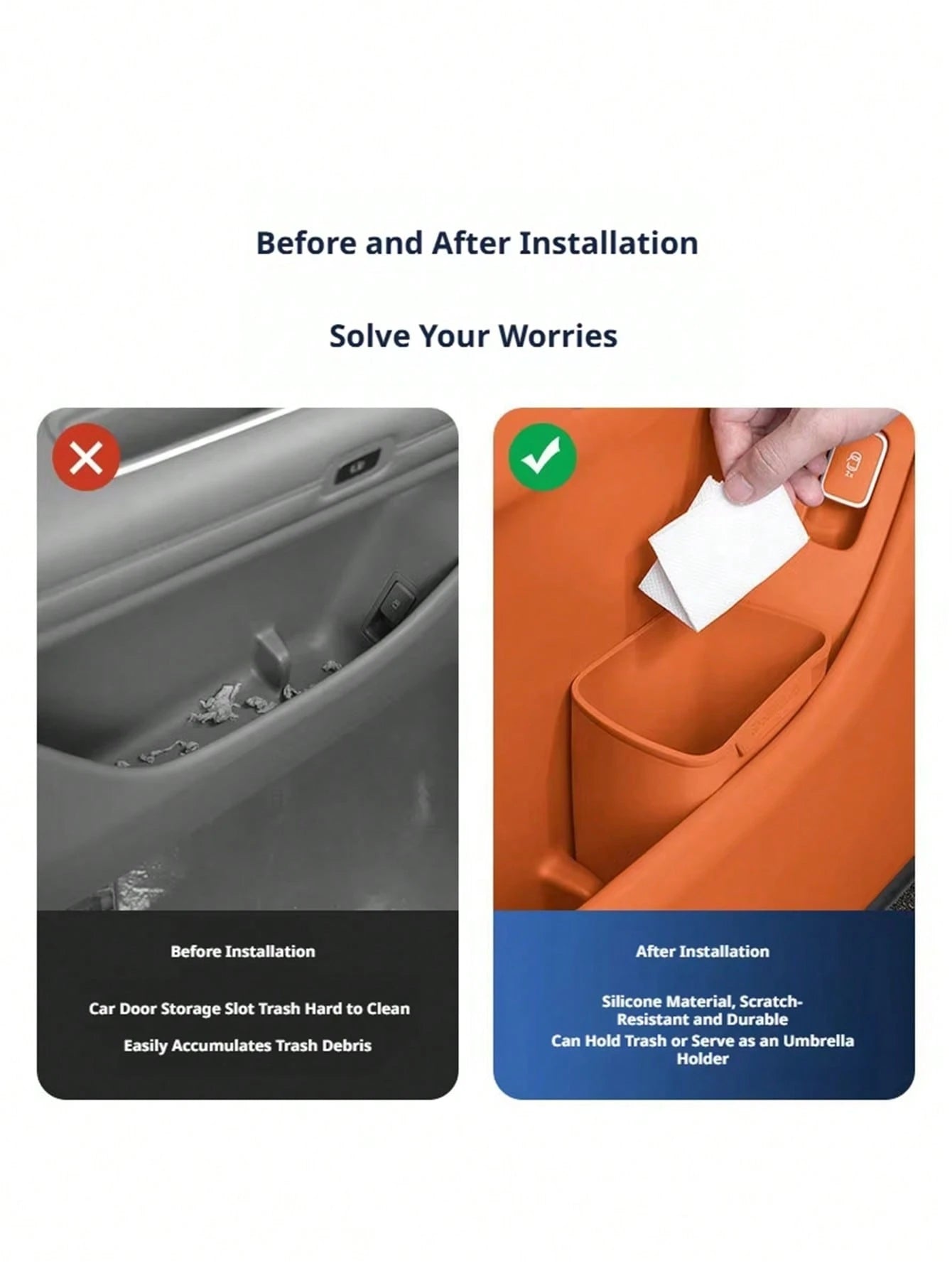Silicone Car Door Storage Box Trash Can, Multifunctional Car Door Storage Bin, Umbrella Holder, Car Accessories