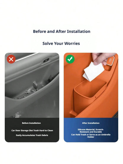 Silicone Car Door Storage Box Trash Can, Multifunctional Car Door Storage Bin, Umbrella Holder, Car Accessories