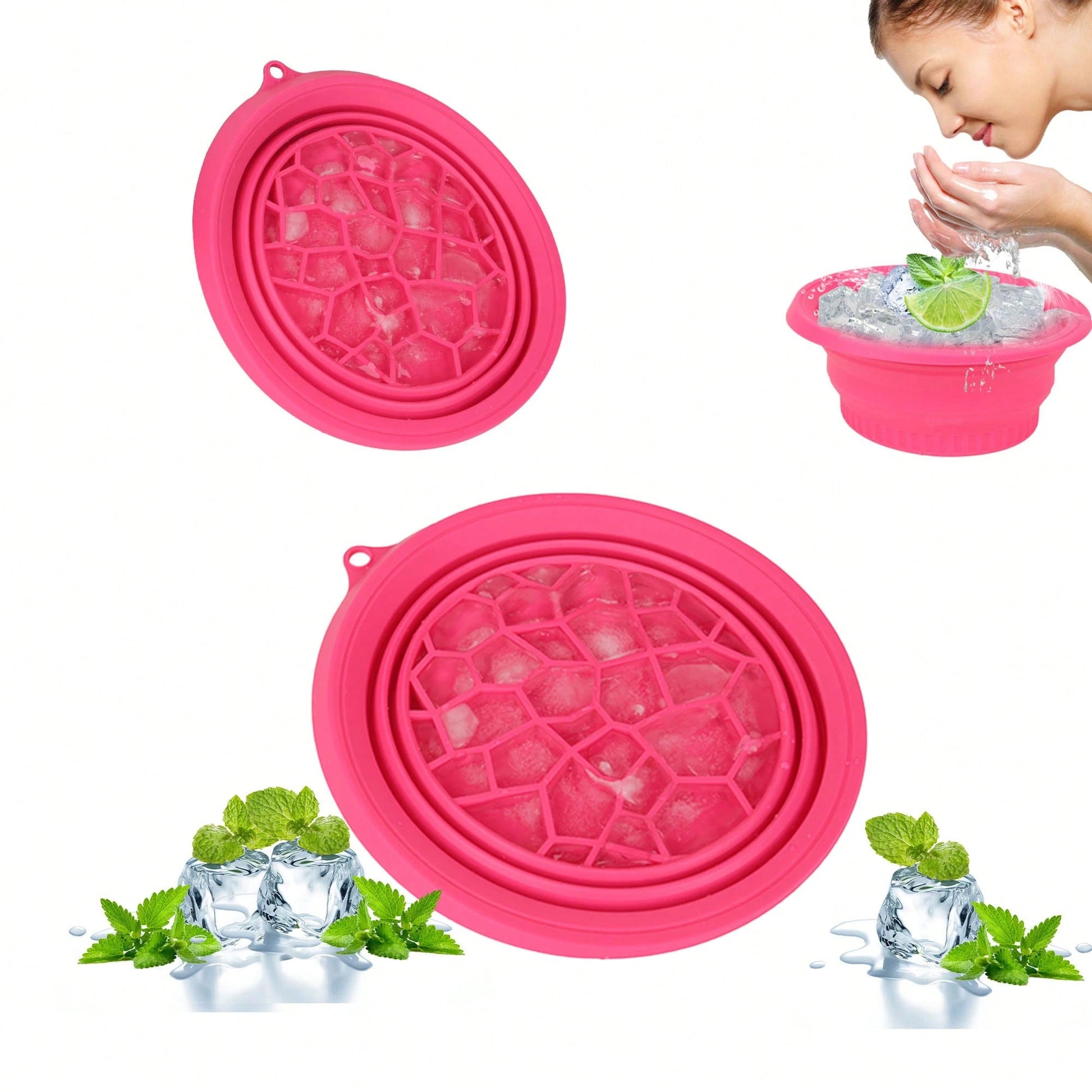 Silicone Facial Ice Bath Basin – Foldable Ice Bowl, Portable Washbasin, Suitable For Facial Cleansing, Full-Body Spa Treatments And Travel. Ideal For Travellers, A Refreshing Skincare Gift, Suitable F