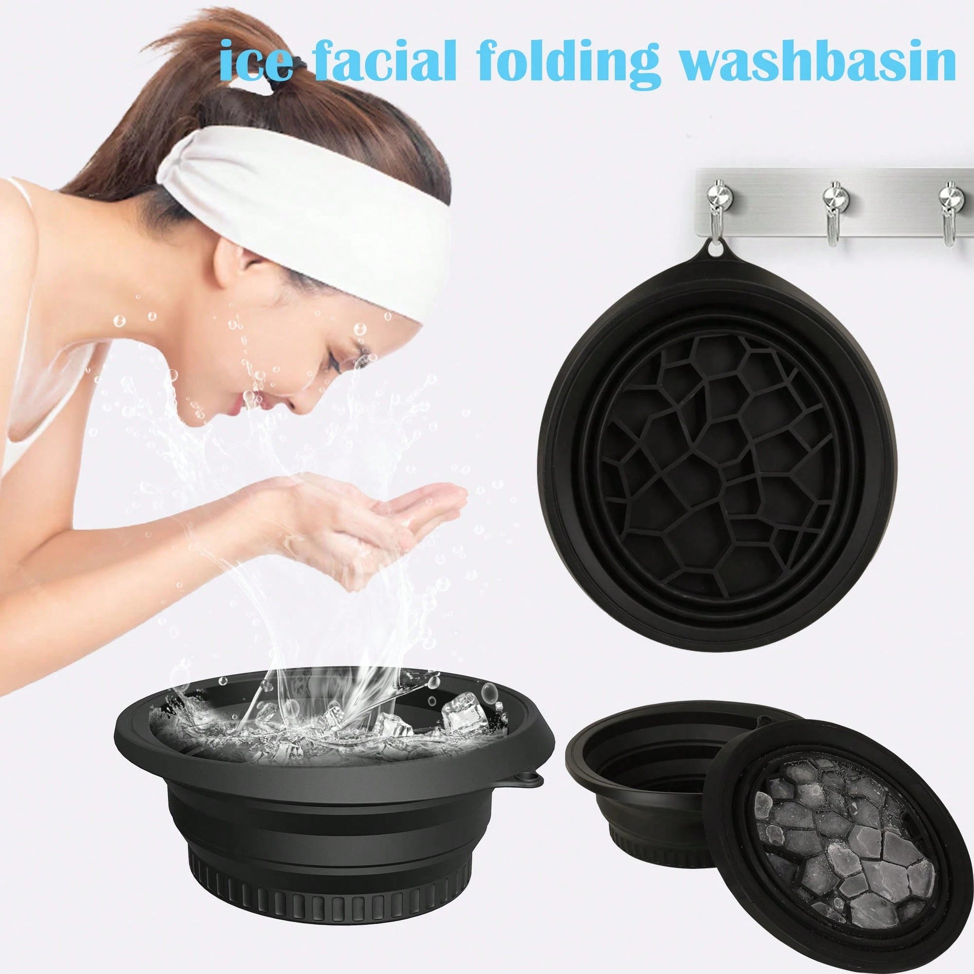 Silicone Facial Ice Bath Basin – Foldable Ice Bowl, Portable Washbasin, Suitable For Facial Cleansing, Full-Body Spa Treatments And Travel. Ideal For Travellers, A Refreshing Skincare Gift, Suitable F