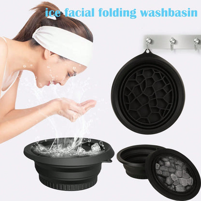 Silicone Facial Ice Bath Basin – Foldable Ice Bowl, Portable Washbasin, Suitable For Facial Cleansing, Full-Body Spa Treatments And Travel. Ideal For Travellers, A Refreshing Skincare Gift, Suitable F
