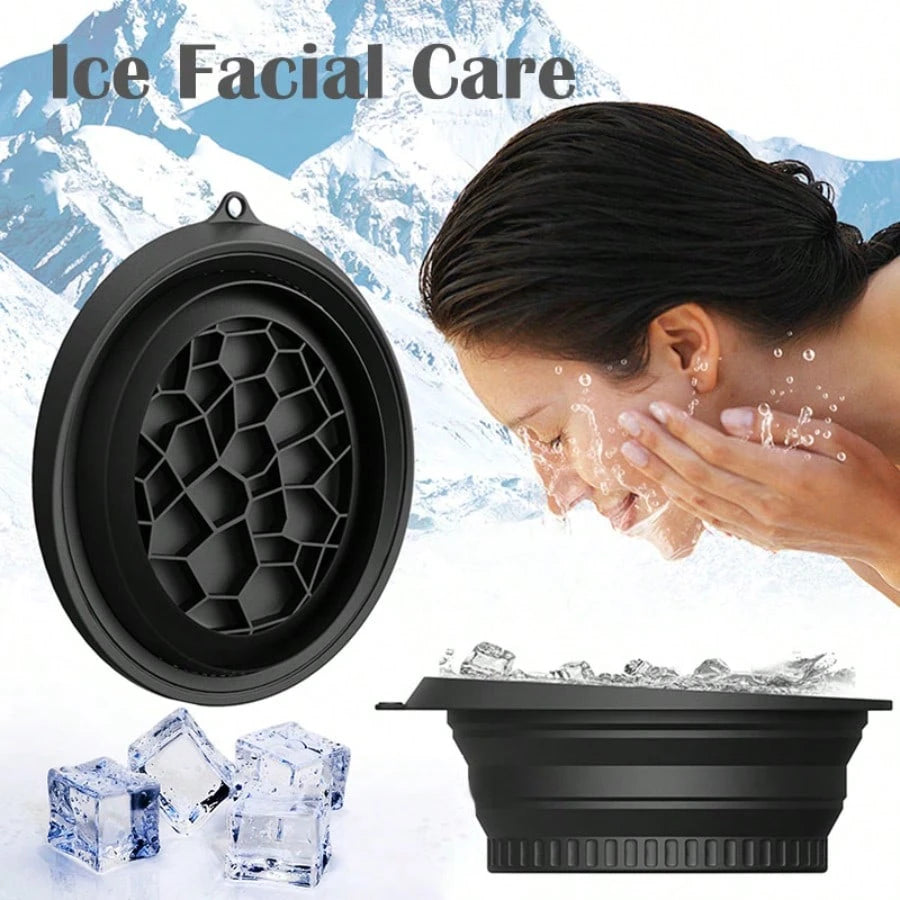 Silicone Facial Ice Bath Basin – Foldable Ice Bowl, Portable Washbasin, Suitable For Facial Cleansing, Full-Body Spa Treatments And Travel. Ideal For Travellers, A Refreshing Skincare Gift, Suitable F