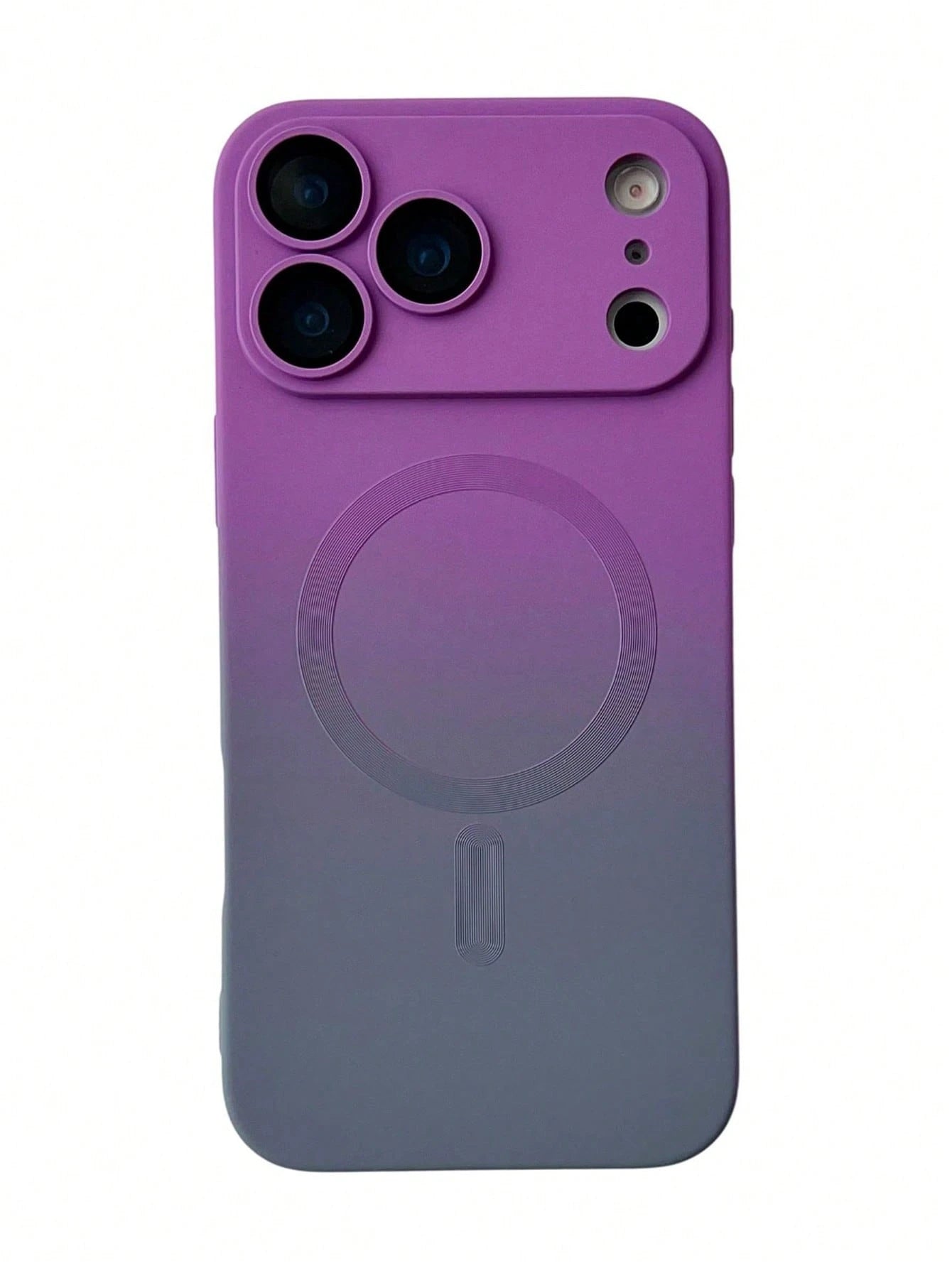 Silicone Magnetic Purple Gradient Fashionable Matte Phone Case With Integrated Lens Protection Spring Easter Gift