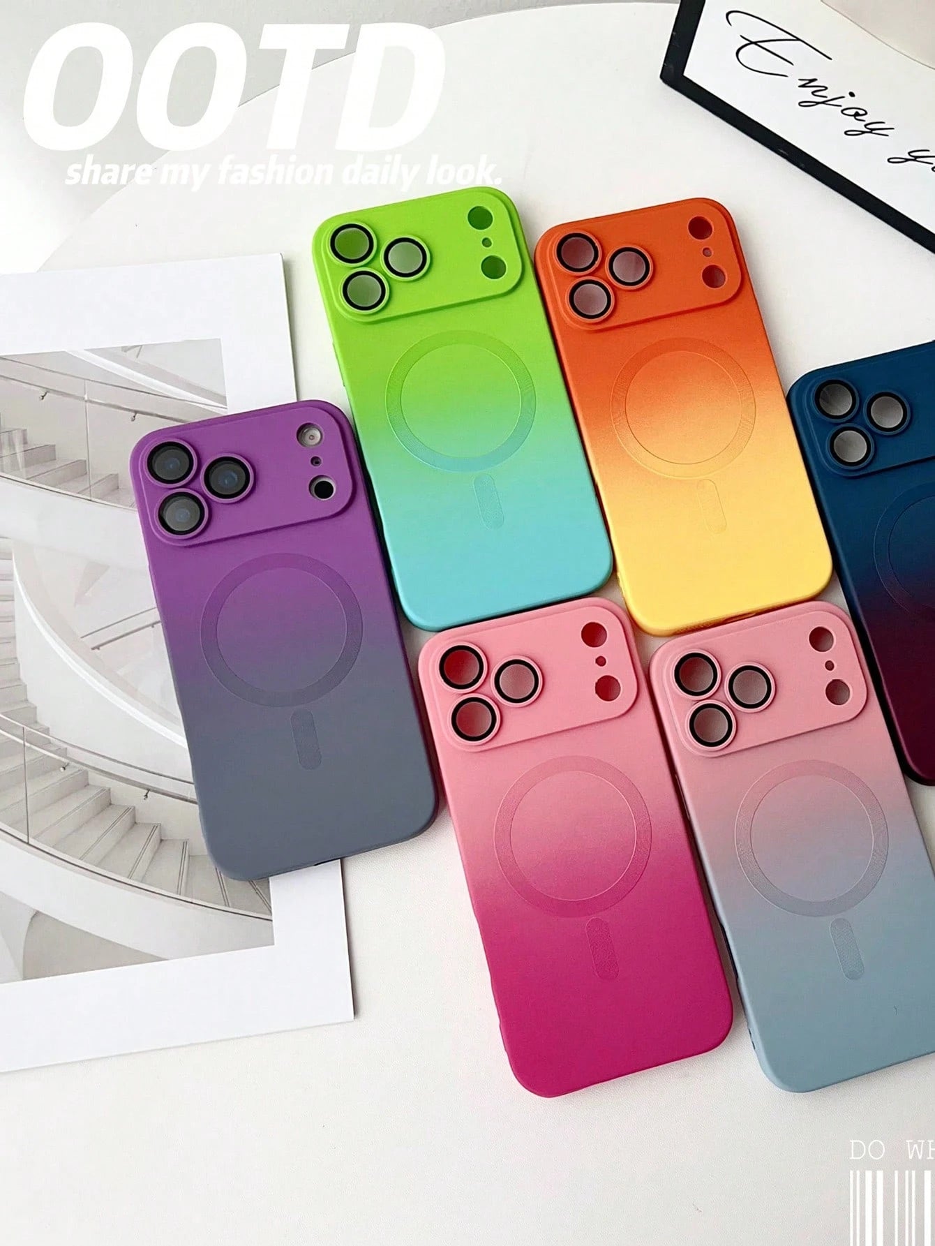 Silicone Magnetic Purple Gradient Fashionable Matte Phone Case With Integrated Lens Protection Spring Easter Gift