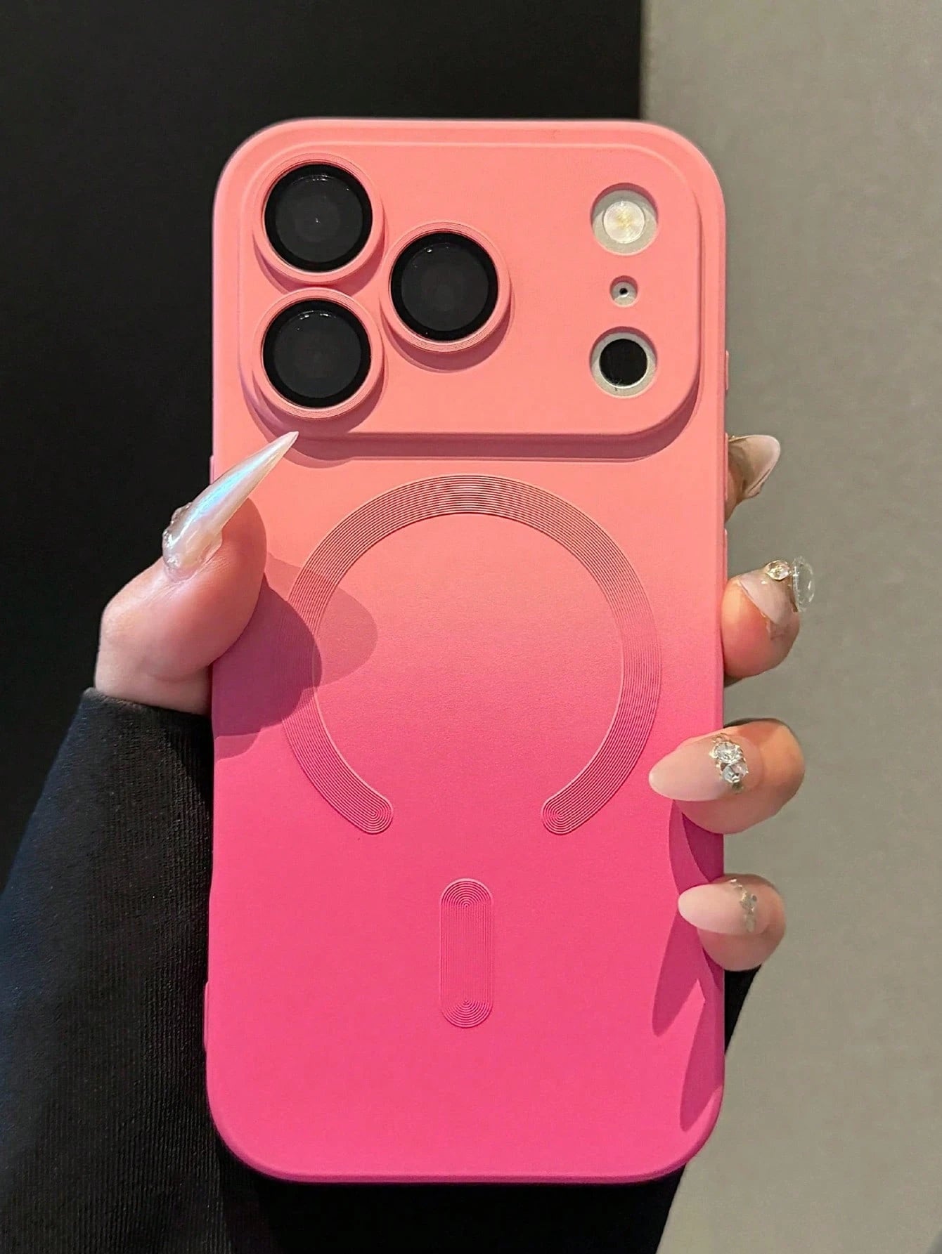 Silicone Magnetic Purple Gradient Fashionable Matte Phone Case With Integrated Lens Protection Spring Easter Gift