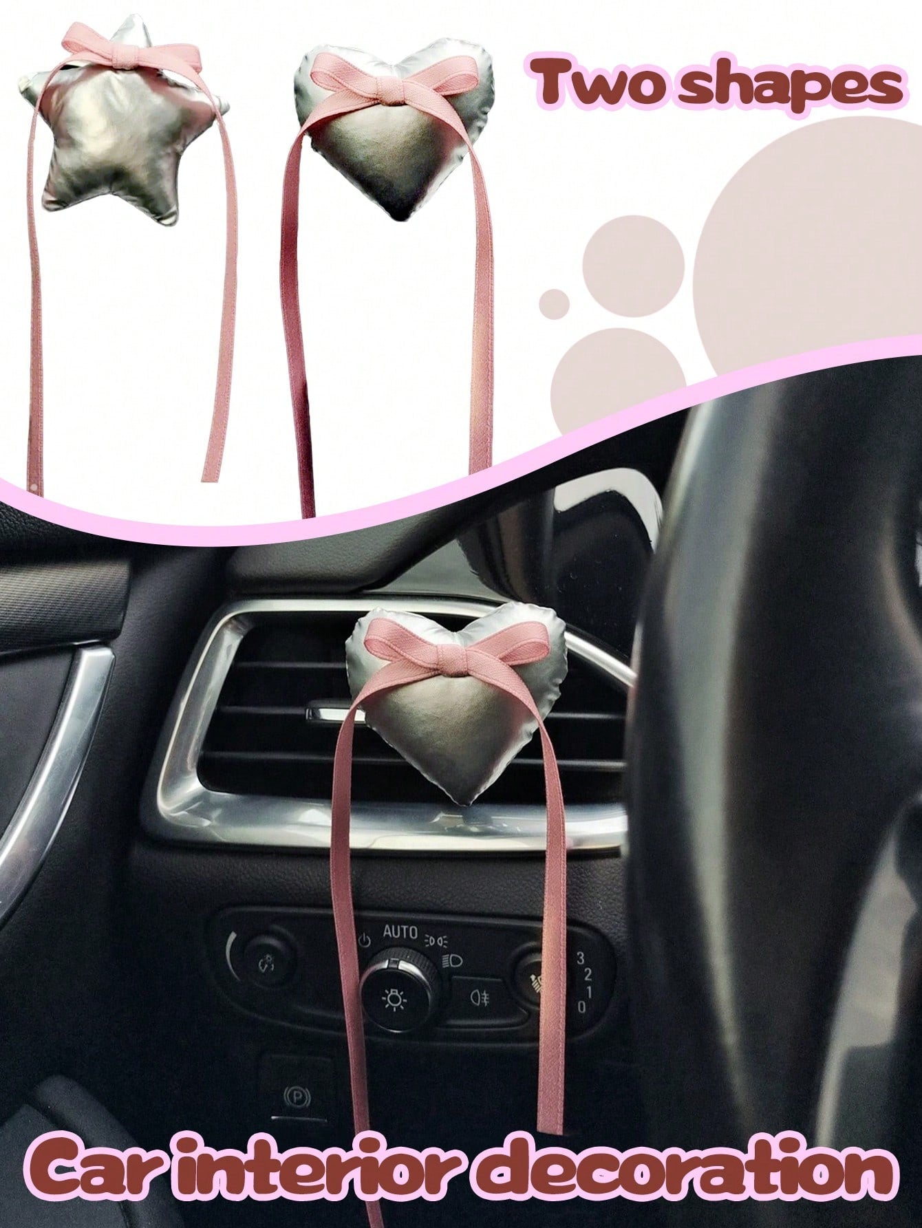 Silver Creative Heart & Star Car Interior Decor, Air Vent Ornament, Car Accessory, Holiday And Birthday Gift (Fragrance Pad Not Included)
