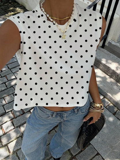Siren Gaze Full Embroidery Women's Casual Round Neck Sleeveless Cropped Tank Top, Suitable For Summer