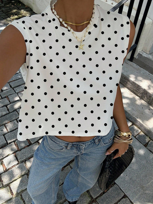 Siren Gaze Full Embroidery Women's Casual Round Neck Sleeveless Cropped Tank Top, Suitable For Summer