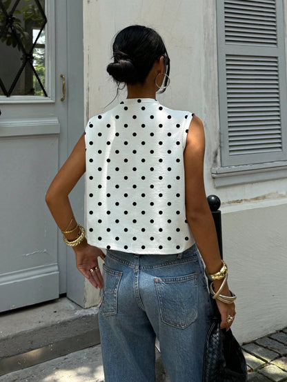 Siren Gaze Full Embroidery Women's Casual Round Neck Sleeveless Cropped Tank Top, Suitable For Summer