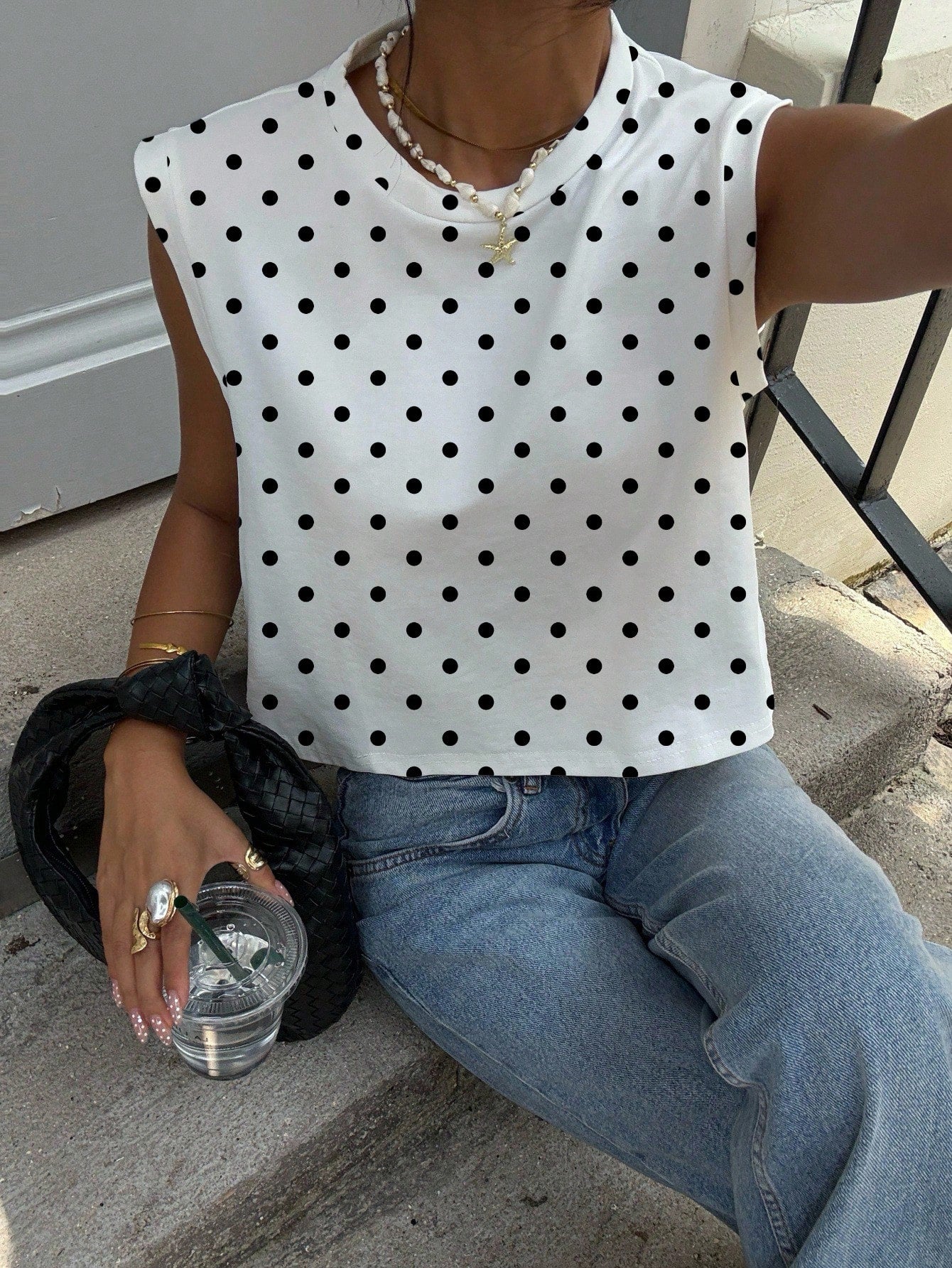 Siren Gaze Full Embroidery Women's Casual Round Neck Sleeveless Cropped Tank Top, Suitable For Summer