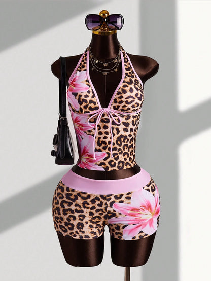 Sirith Women's Sexy Tropical European American Style Music Festival Vacation Party Bold Avant-Garde Outdoor Summer Beach Minimalist Casual Leopard Print