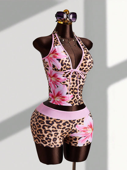 Sirith Women's Sexy Tropical European American Style Music Festival Vacation Party Bold Avant-Garde Outdoor Summer Beach Minimalist Casual Leopard Print