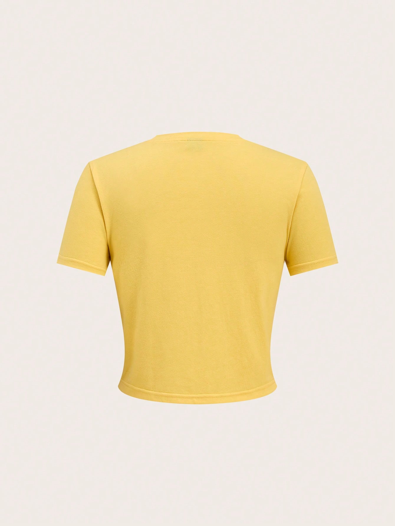 Slaydiva LOONEY TUNES X Casual Street Style Yellow Cartoon Graphic Cropped Round Neck Short Sleeve Fitted Women T-Shirt, Suitable For Spring/Summer