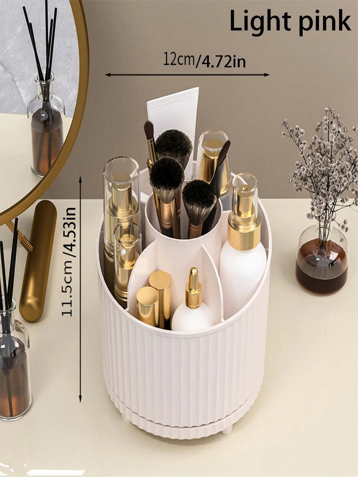 Sleek Makeup Organizer With 360 Degree Smooth Rotation Function Aesthetic Rotating Clear Display Case Desk Organizer For Women Men Students To Hold Makeup Skincare Elegant Pen Holder For Vanity Table