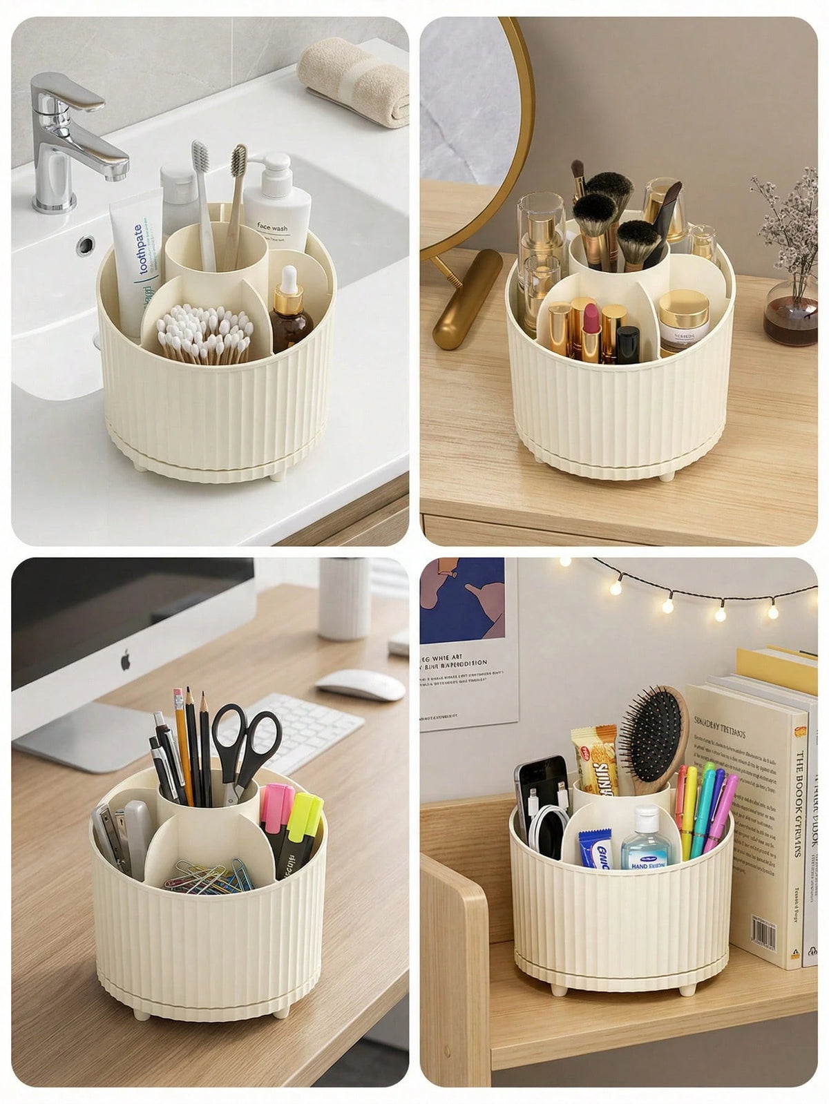 Sleek Makeup Organizer With 360 Degree Smooth Rotation Function Aesthetic Rotating Clear Display Case Desk Organizer For Women Men Students To Hold Makeup Skincare Elegant Pen Holder For Vanity Table