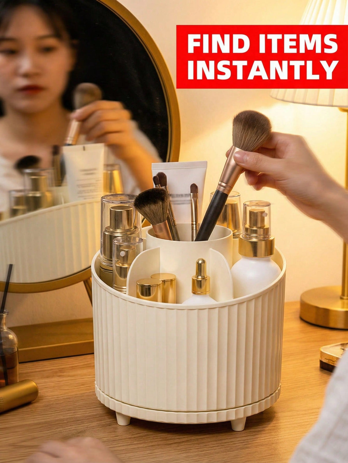 Sleek Makeup Organizer With 360 Degree Smooth Rotation Function Aesthetic Rotating Clear Display Case Desk Organizer For Women Men Students To Hold Makeup Skincare Elegant Pen Holder For Vanity Table