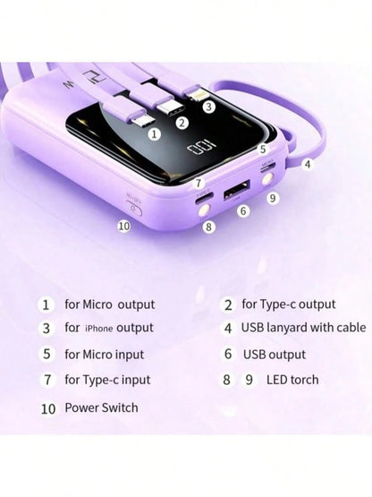 Small Portable Charger Power Bank PD20w Fast Charging Comes With Flashlight, Battery Pack 10000mAh, Fast Charging Portable Phone Charger For IPhone/Android