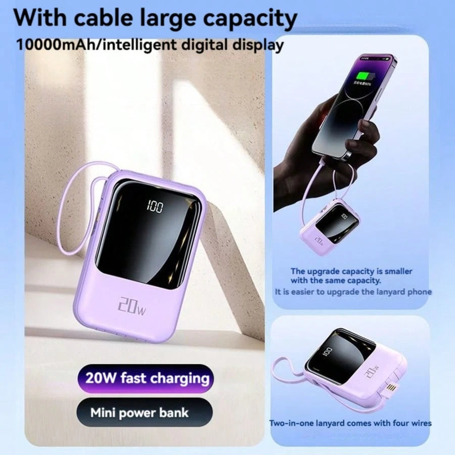 Small Portable Charger Power Bank PD20w Fast Charging Comes With Flashlight, Battery Pack 10000mAh, Fast Charging Portable Phone Charger For IPhone/Android