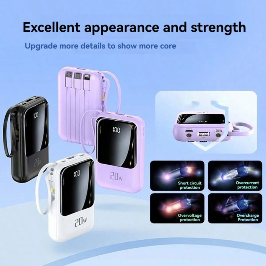 Small Portable Charger Power Bank PD20w Fast Charging Comes With Flashlight, Battery Pack 10000mAh, Fast Charging Portable Phone Charger For IPhone/Android