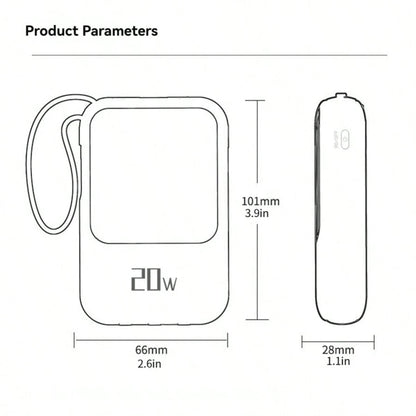 Small Portable Charger Power Bank PD20w Fast Charging Comes With Flashlight, Battery Pack 10000mAh, Fast Charging Portable Phone Charger For IPhone/Android
