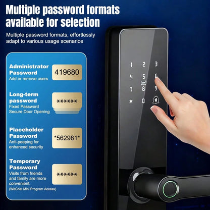 Smart Door Lock, Keyless Entry Smart Lock, Fingerprint Door Lock With Handle, App Control & Mechanical Key Backup, 5-In-1 Entry Front Door Lock Set, Electric Door Knob For Front