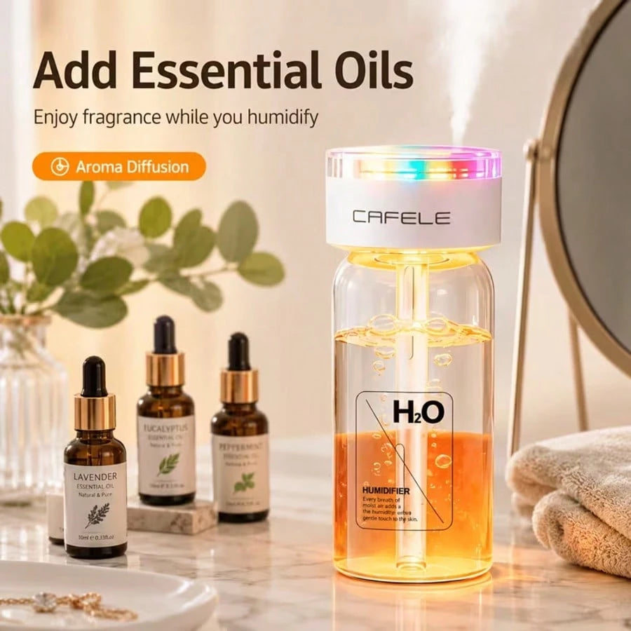 Smart Essential Oil Humidifier & Diffuser: Features 7-Color RGB Ambient Lighting And Three Adjustable Mist Levels. Suitable For 100 Sq. Ft. Spaces-Ideal For Plants, Cars, Homes, Bedrooms, Offices, And