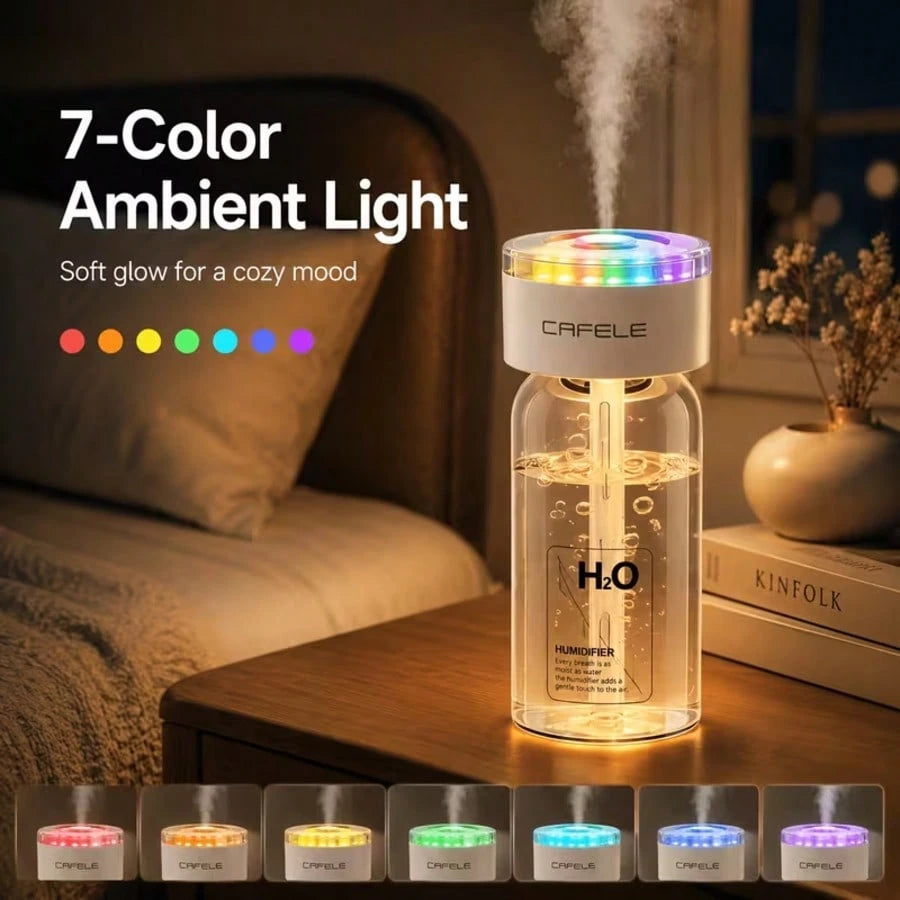 Smart Essential Oil Humidifier & Diffuser: Features 7-Color RGB Ambient Lighting And Three Adjustable Mist Levels. Suitable For 100 Sq. Ft. Spaces-Ideal For Plants, Cars, Homes, Bedrooms, Offices, And