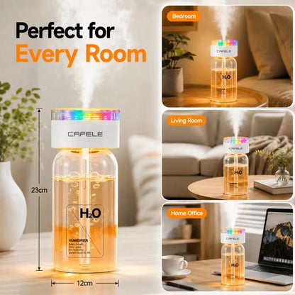 Smart Essential Oil Humidifier & Diffuser: Features 7-Color RGB Ambient Lighting And Three Adjustable Mist Levels. Suitable For 100 Sq. Ft. Spaces-Ideal For Plants, Cars, Homes, Bedrooms, Offices, And