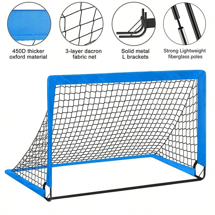 Soccer Goal Set Of 2, Kids Soccer Goals For Backyard, 4x3ft Portable Soccer Goal Pop Up Soccer Net, Kids Soccer Net Training Equipment With Soccer Ball, Cones, Targets