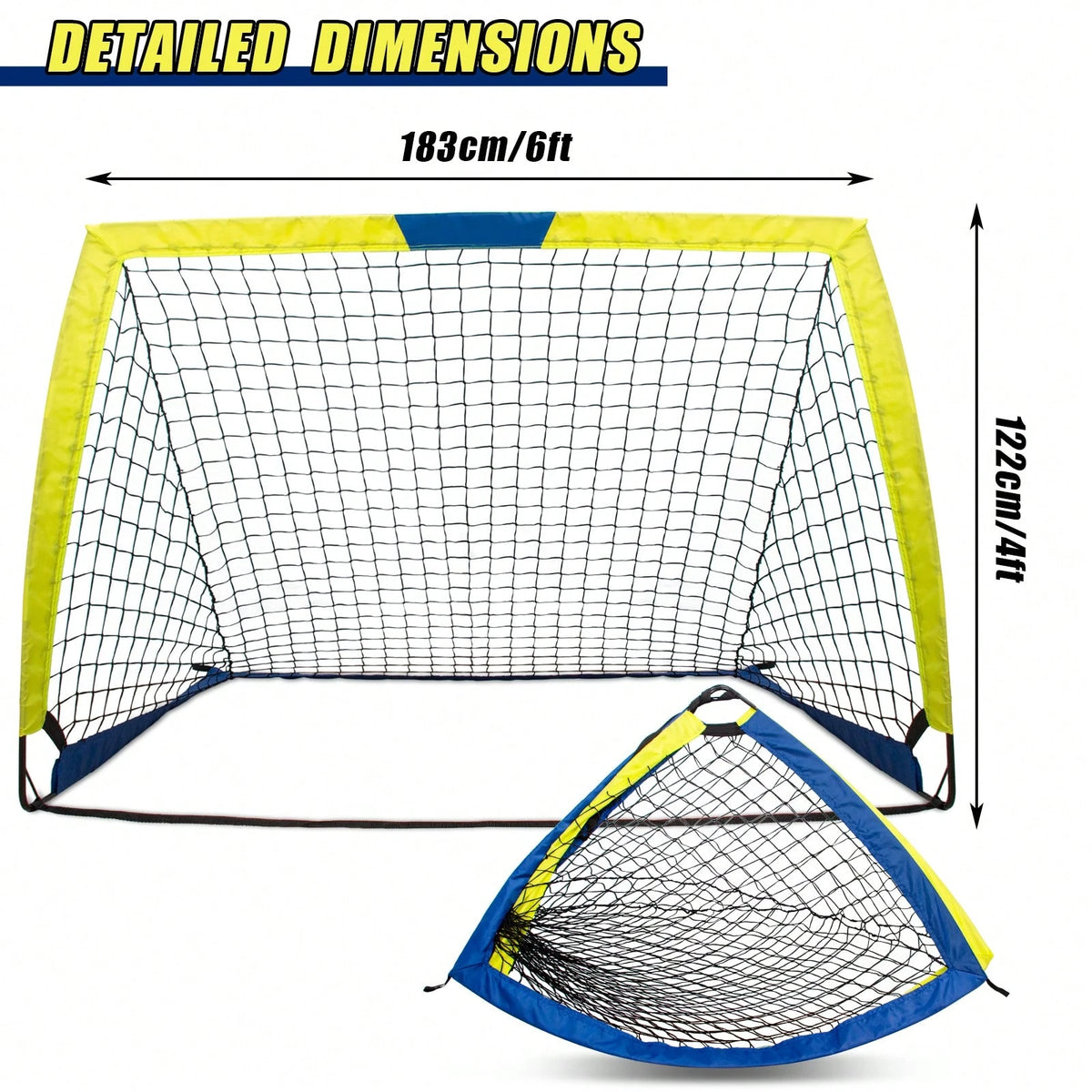 Soccer Goal Set Of 2, Kids Soccer Goals For Backyard, 4x3ft Portable Soccer Goal Pop Up Soccer Net, Kids Soccer Net Training Equipment With Soccer Ball, Cones, Targets