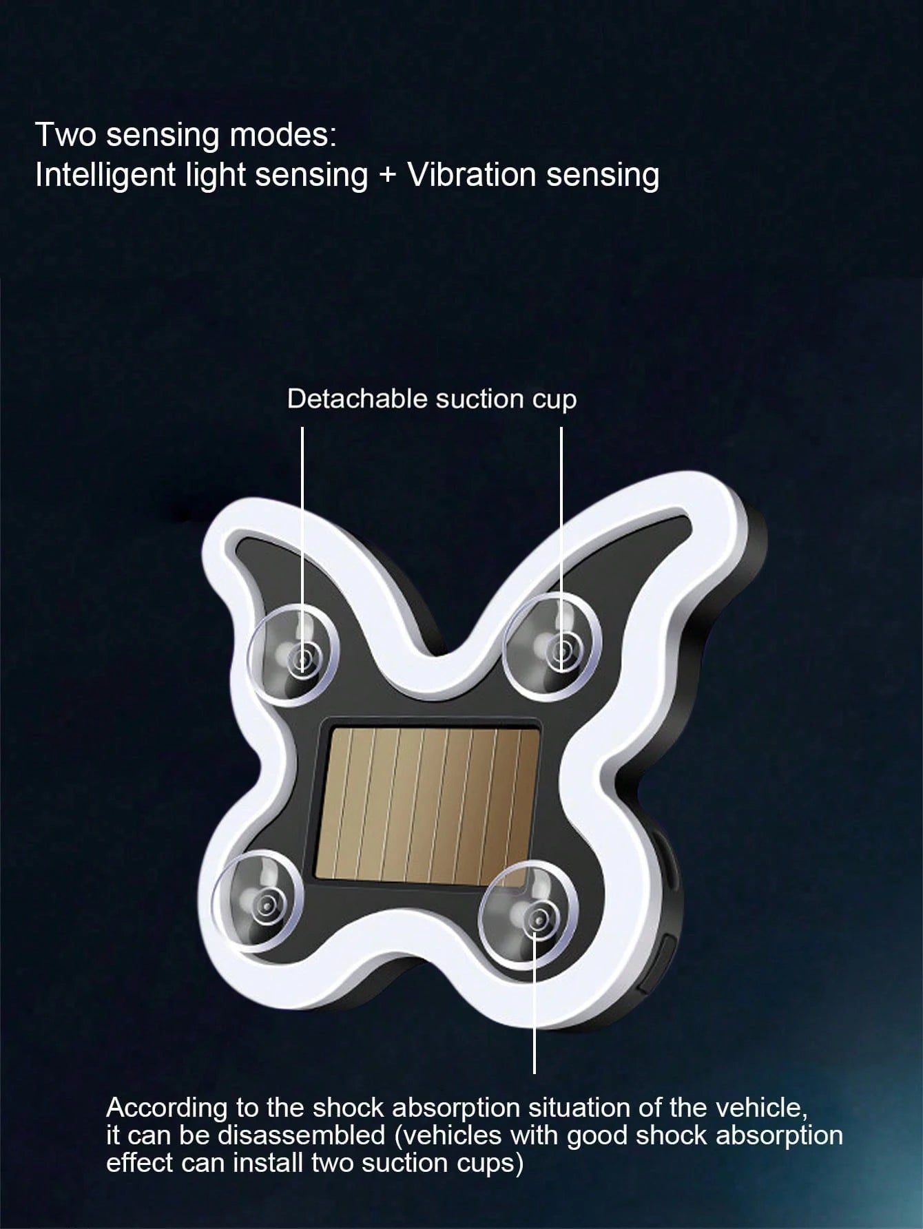 Solar Powered Butterfly Car LED Ambient Light, Neon Glowing Butterfly Car Window Decoration Light, 3.7V 300mAh Battery Powered, Suitable For Car Rear Window, Side Window, Interior Space And Low Light