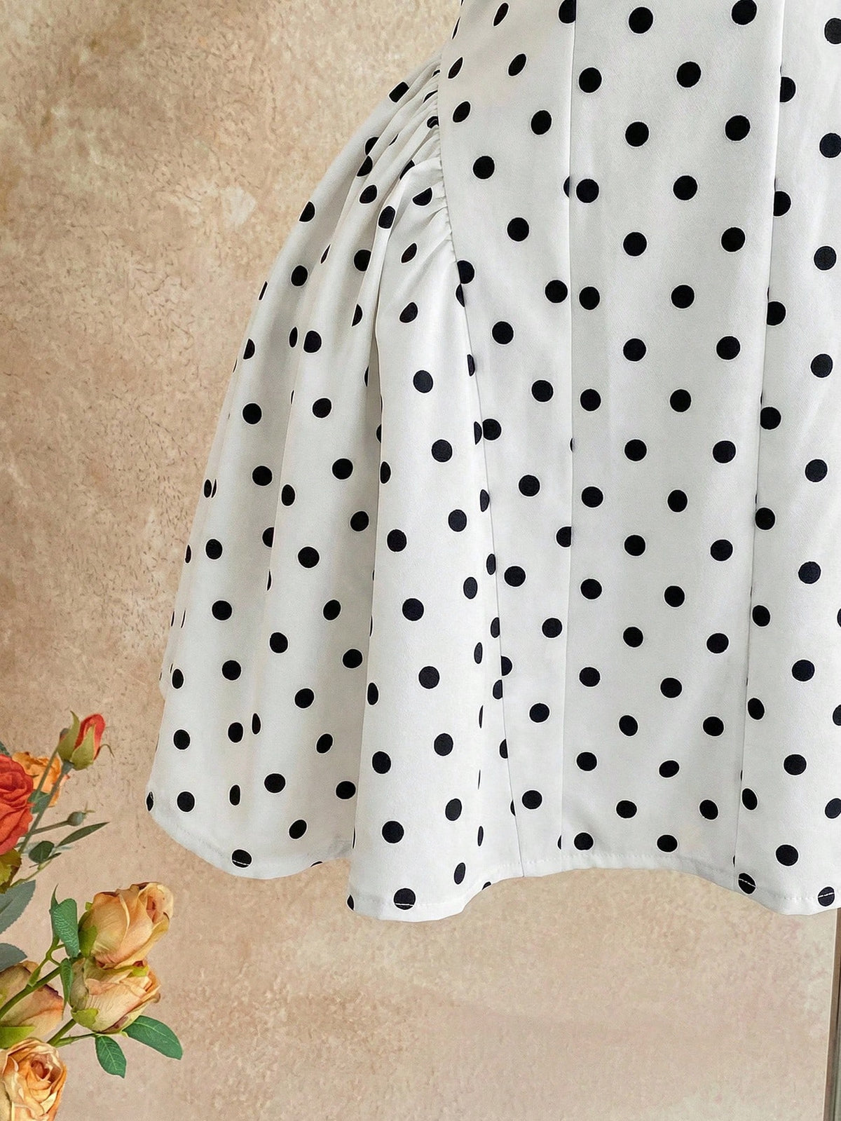 Soleia Women's White With Black Polka Dots V-Neck Hollow Waist A-Line Mini Dress,90s Retro Summer Vacation Dress Suitable For Party,Nightclub,Boho,Fall