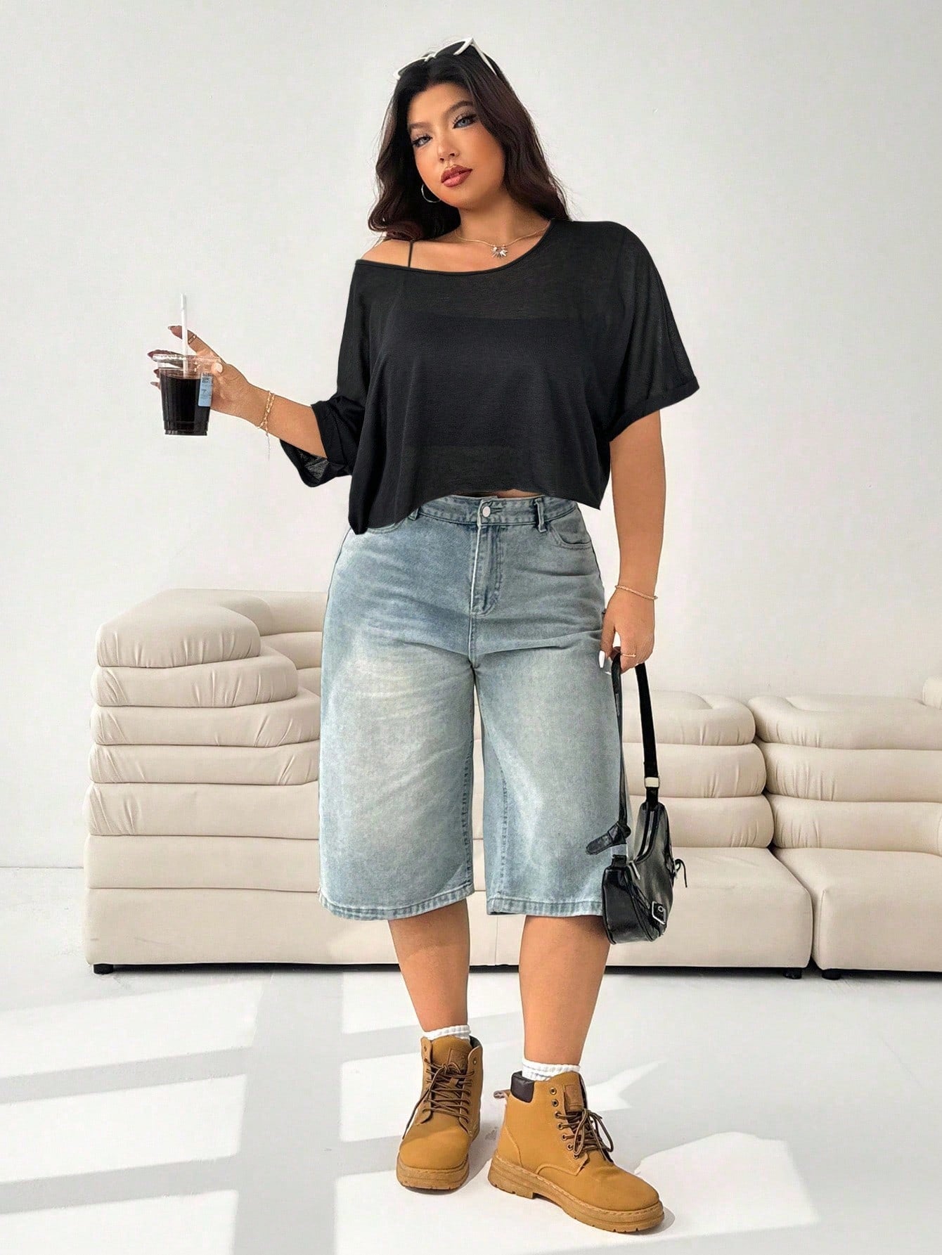 Solflare Plus Size Women's Bat Print Loose Casual Black T-Shirt,Holiday For Women
