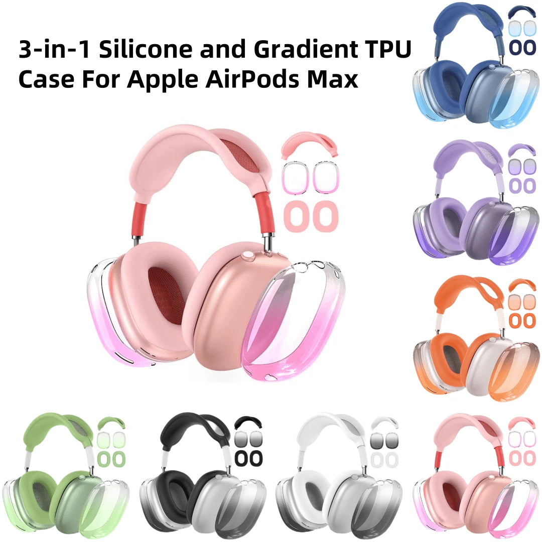 Solid Color Silicone TPU Case Cover Compatible With AirpodsMax Headphones, Clear Soft TPU Ear Cups Cover/Ear Pad Case Cover/Headband Cover Compatible With AirpodsMax (2024/2020),Transparent Accessorie