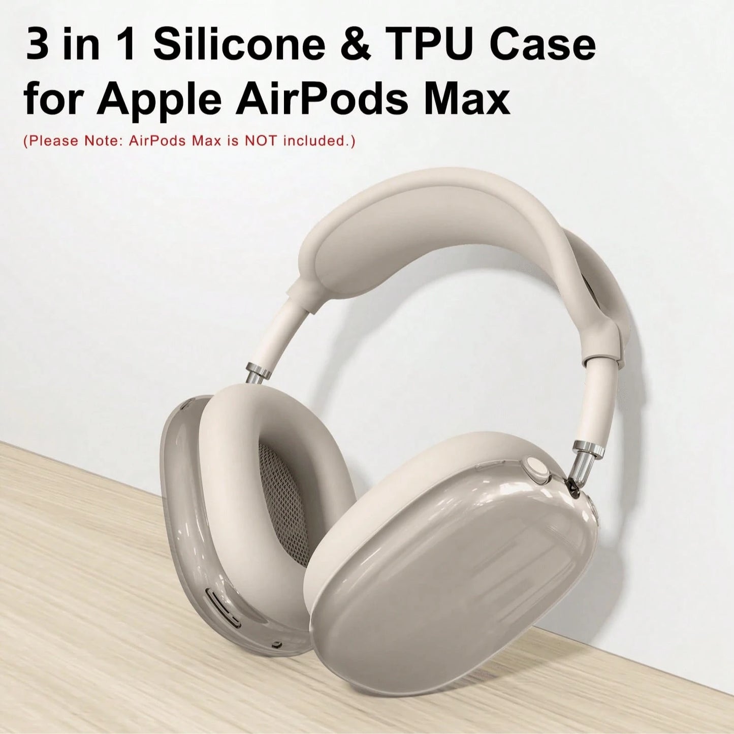 Solid Color Silicone TPU Case Cover Compatible With AirpodsMax Headphones, Clear Soft TPU Ear Cups Cover/Ear Pad Case Cover/Headband Cover Compatible With AirpodsMax (2024/2020),Transparent Accessorie