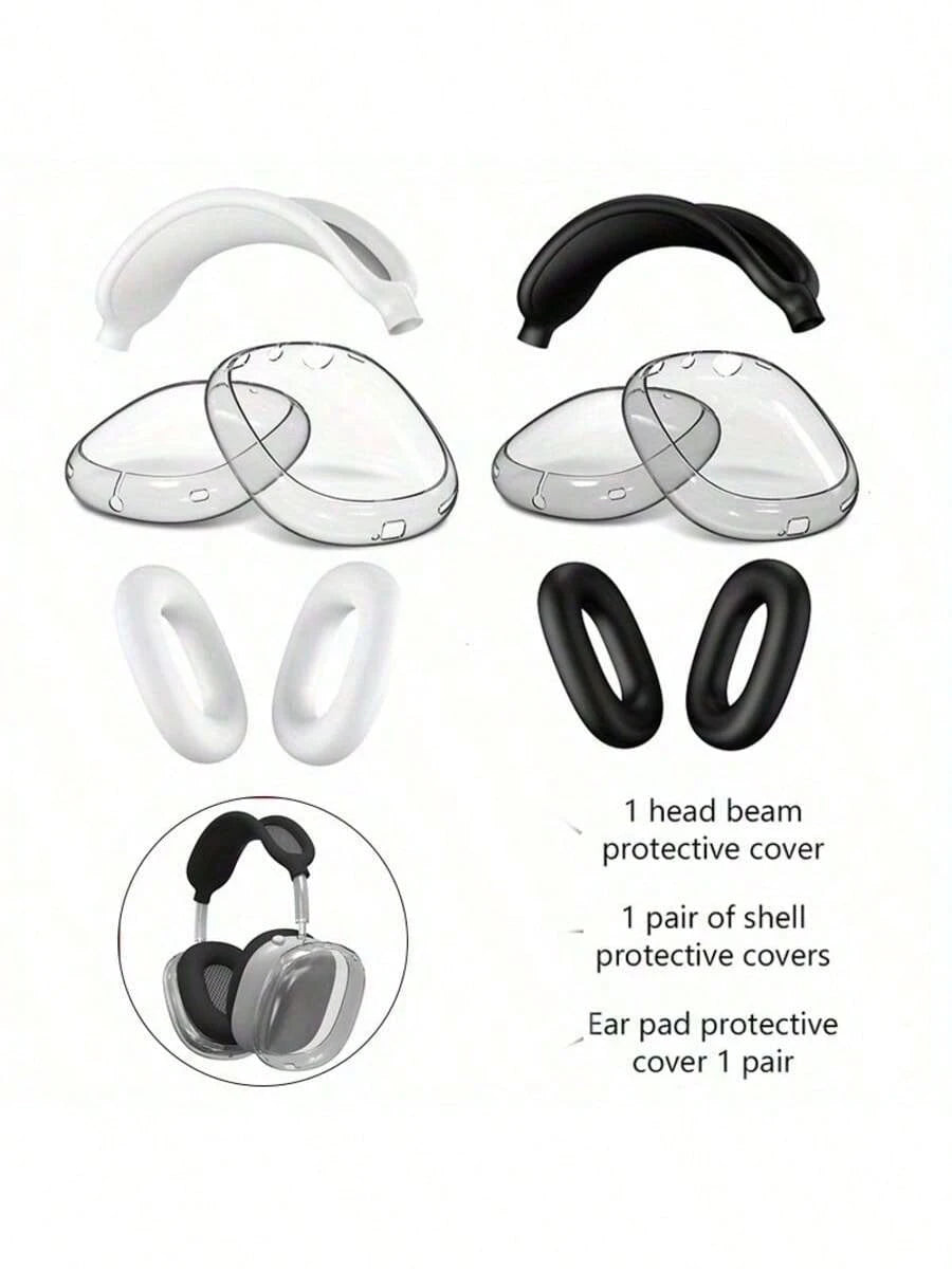 Solid Color Silicone TPU Case Cover Compatible With AirpodsMax Headphones, Clear Soft TPU Ear Cups Cover/Ear Pad Case Cover/Headband Cover Compatible With AirpodsMax (2024/2020),Transparent Accessorie