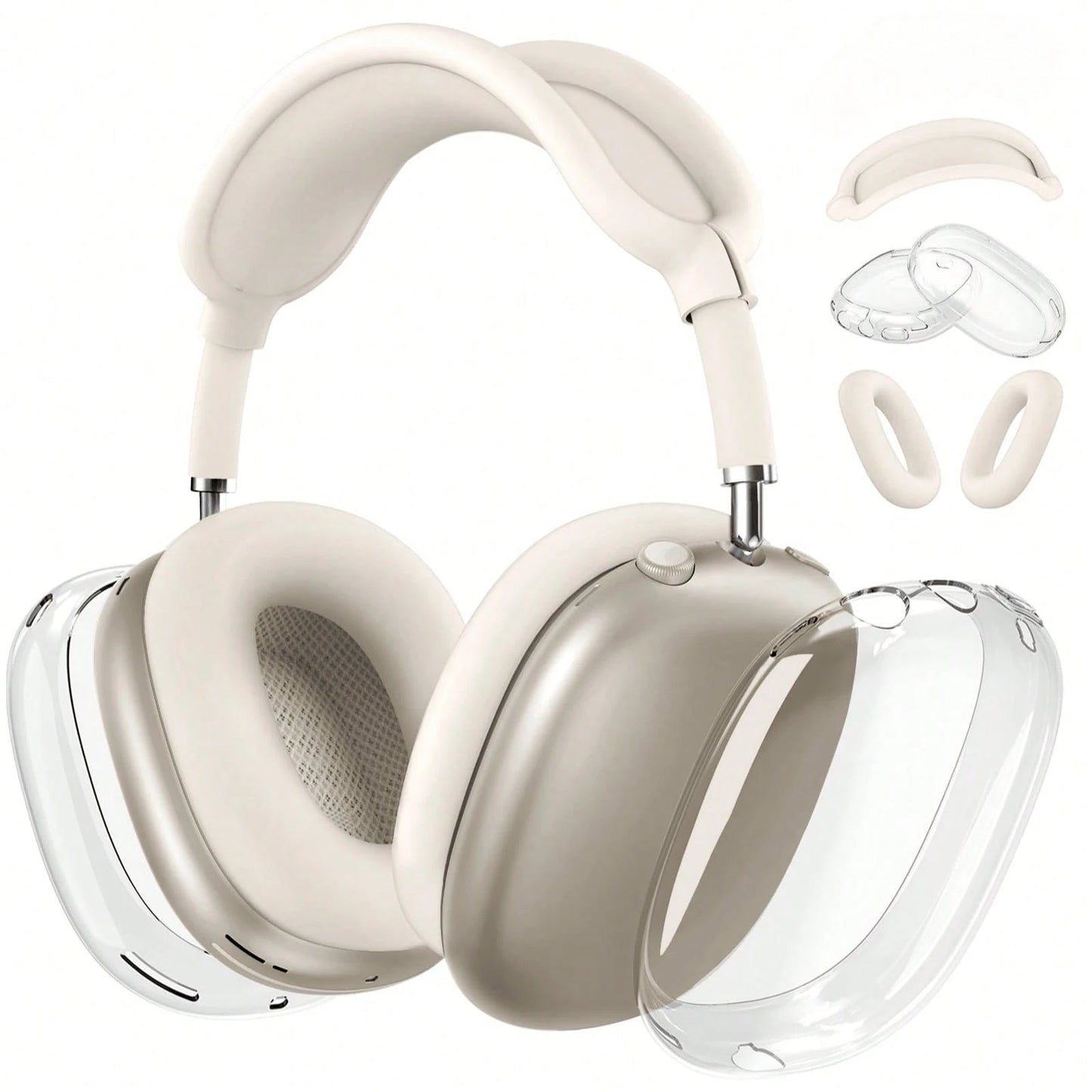 Solid Color Silicone TPU Case Cover Compatible With AirpodsMax Headphones, Clear Soft TPU Ear Cups Cover/Ear Pad Case Cover/Headband Cover Compatible With AirpodsMax (2024/2020),Transparent Accessorie