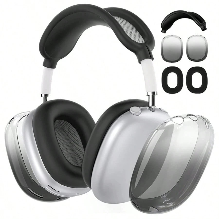 Solid Color Silicone TPU Case Cover Compatible With AirpodsMax Headphones, Clear Soft TPU Ear Cups Cover/Ear Pad Case Cover/Headband Cover Compatible With AirpodsMax (2024/2020),Transparent Accessorie