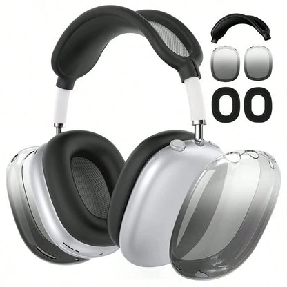 Solid Color Silicone TPU Case Cover Compatible With AirpodsMax Headphones, Clear Soft TPU Ear Cups Cover/Ear Pad Case Cover/Headband Cover Compatible With AirpodsMax (2024/2020),Transparent Accessorie