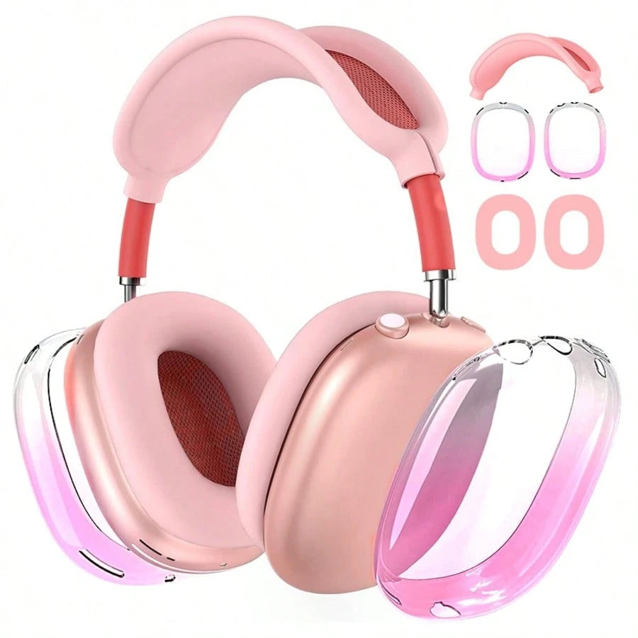 Solid Color Silicone TPU Case Cover Compatible With AirpodsMax Headphones, Clear Soft TPU Ear Cups Cover/Ear Pad Case Cover/Headband Cover Compatible With AirpodsMax (2024/2020),Transparent Accessorie